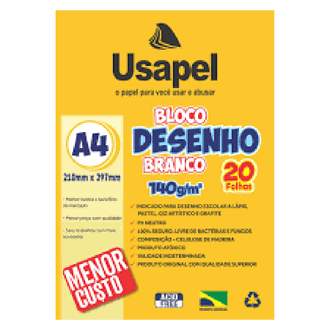 BLOCO DESENHO 140G A4 20FL - 25058 - BRANCO - UN - USAPEL