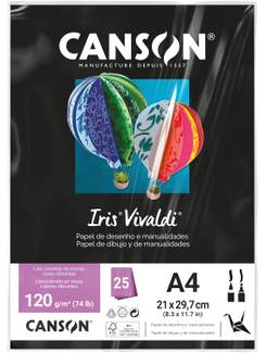 PAPEL IRIS VIVALDE 120G 25FL A4 - PRETO - UN - CANSON