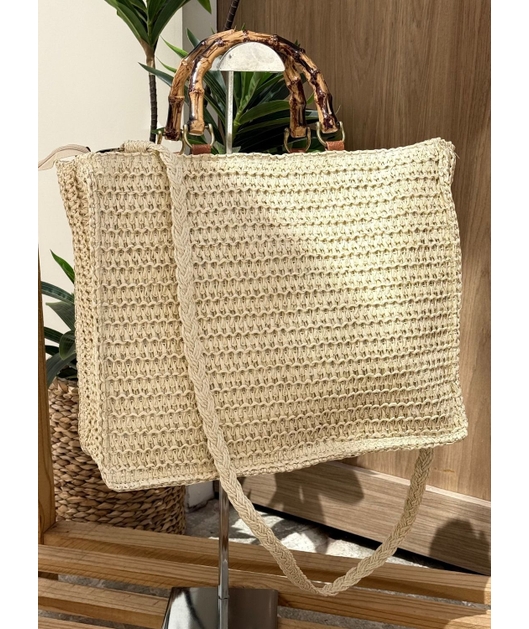 BOLSA DE PALHA GRANDE QUADRADA TRANCOSO OFF WHITE