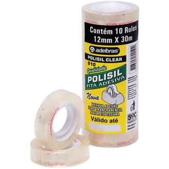 FITA ADESIVA POLISIL 12X30 510 - TRANSPARENTE - PCT 10 - ADELBRAS
