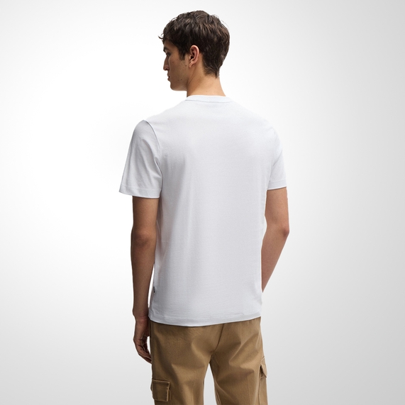 CAMISETA BOSS MASCULINA JERSEY ALGODÃO DETALHE LOGO BRANCA