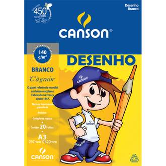 BLOCO DESENHO 140G A3 20FL - BRANCO - UN - CANSON