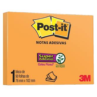 POST IT NOTAS ADESIVA 657 90F - 76X102 - LARANJA - UN - 3M