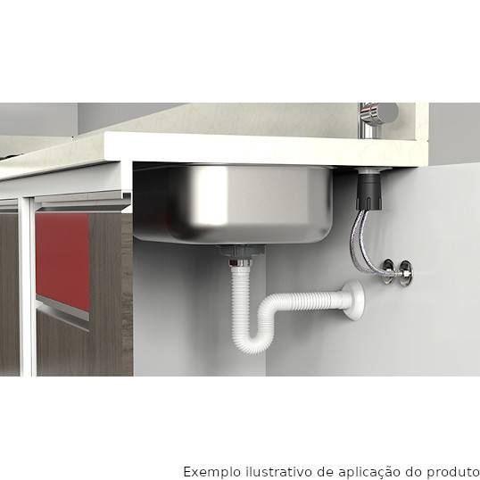 SIFÃO TUBO EXTENSÍVEL UNIVERSAL ABS BRANCO COM PORCA DE METAL BLUKIT REF. 030102