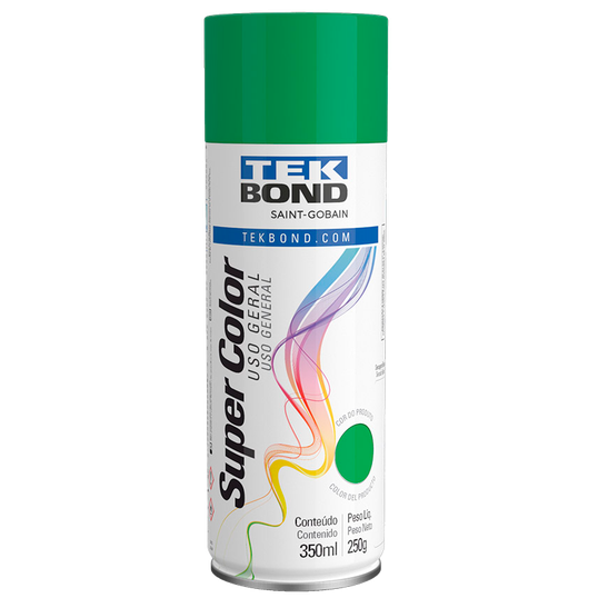 SPRAY TEKBOND SUPER COLOR ACABAMENTO BRILHANTE VERDE 350ML
