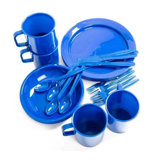 KIT COZINHA P/ 4P CAMP DINNER (24PCS) 360DEGRESS AZUL ESCURO