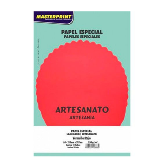 PAPEL LAMINADO A4 250G 10FL 302070042 - VERMELHO - UN - MASTERPRINT