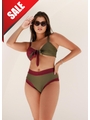BIQUÍNI TRILOBAL COLEÇÃO GRINGA TOP AMARRAÇÃO CALCINHA SUNKINI VERDE COM MARSALA - 1