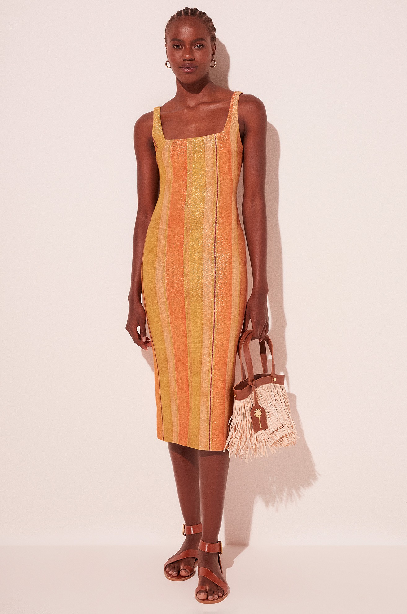 VESTIDO MIDI LISTRA PINCELADA