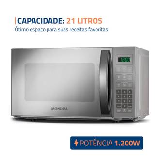 MICRO-ONDAS 21 LTS 127V MO-01-21-E - CINZA/ESPELHADO - UN - MONDIAL