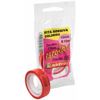 FITA ADESIVA COLORIDA 12X10  - VERMELHO - UN - ADELBRAS