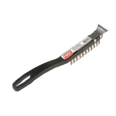 ESCOVA ACO PLAST C/CABO C/RASPADOR 3 FILAS MAX MET
