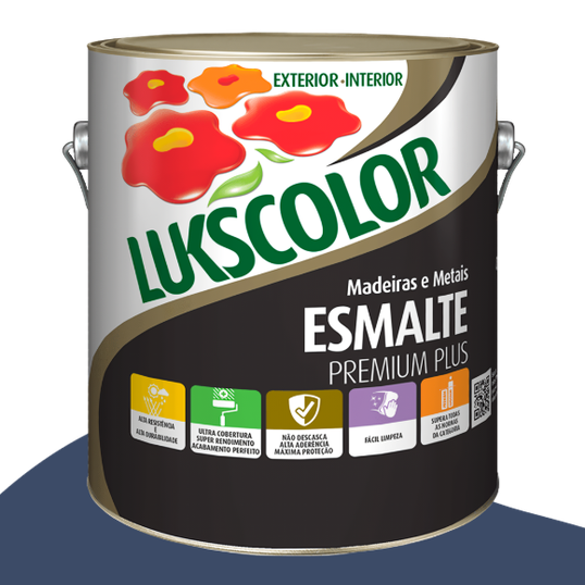 ESMALTE SINTÉTICO LUKSCOLOR BASE SOLVENTE ALTO BRILHO AZUL DEL REY 3.6L