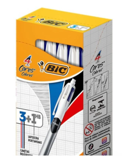 CANETA ESFEROGRAFICA RETRATIL 4 CORES + LAPISEIRA + LAMINA 0,7MM   - CX 12 - BIC