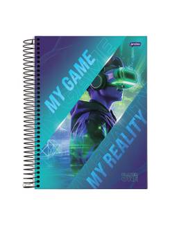 CADERNO UNIV CAPA DURA 10X1 160FLS - PLAYER 1 - PCT 4 - JANDAIA
