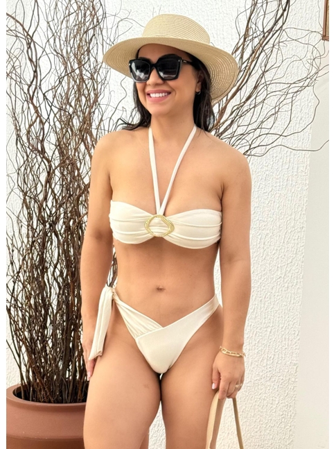 BIQUÍNI TOP ORGANIC CALCINHA UNILATERAL OFF WHITE COLEÇÃO RELÂMPAGO