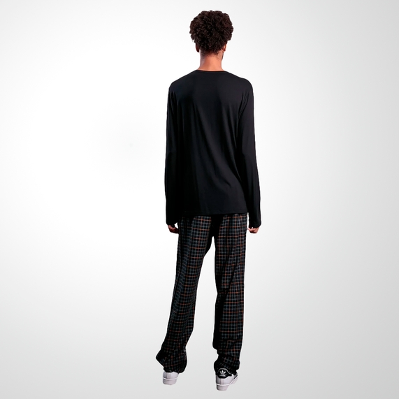 PIJAMA MASCULINO MANGA LONGA E CALÇA FLANELADA PRETO CALVIN KLEIN UNDERWEAR