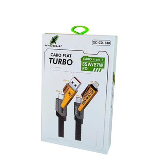 CABO USB C - 4 EM 1 1,2M - 65W/27W - XC-CD-130 - PRETO - UN - X-CELL