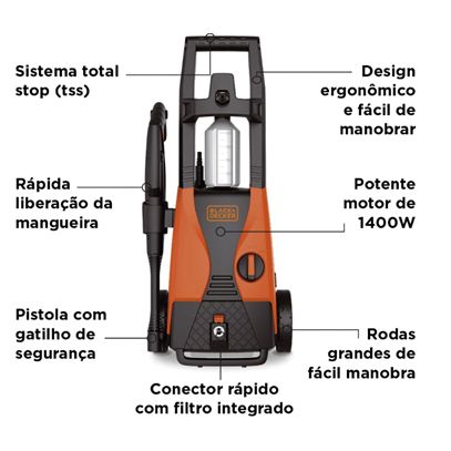 LAVADORA ALTA PRESSAO C/ALCA 1400W PW1450TDL-BR 127V B&D