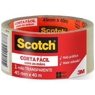 FITA DE EMPACOTAMENTO 45X40 CORTA FACIL - TRANSPARENTE - PCT 4 - 3M