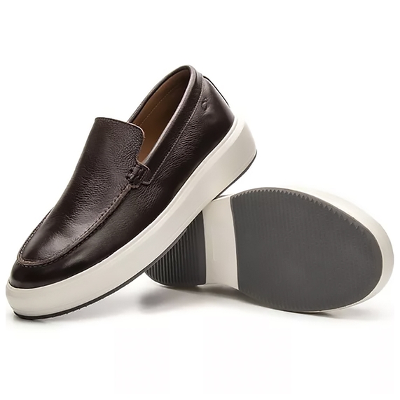 MOCASSIM MASCULINO CASUAL COURO FLOATER CAFÉ PADRÃO