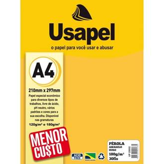 PAPEL PEROLA 180G 30FL A4 25052 - AMARELO OURO - UN - USAPEL
