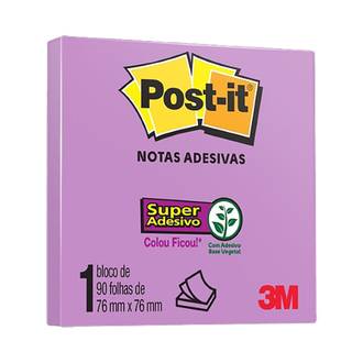 POST IT BLOCO ADESIVO 654 90F - 76X76 - LILAS - UN - 3M