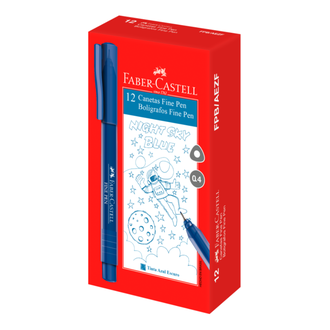 CANETA FINE PEN 0,4MM - COLORS - AZUL ESC - CX 12 - FABER
