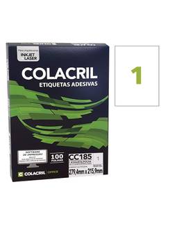 ETIQ INKJET/LASER CARTA 100FL CC185 - 279X215 - UN - COLACRIL