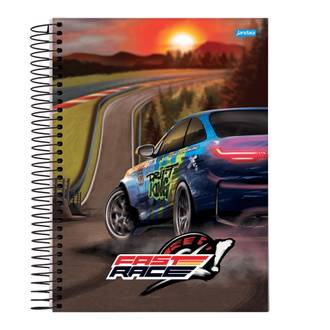 CADERNO UNIV CAPA DURA 1X1 80FLS - FAST RACE - UN - JANDAIA
