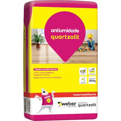 ARGAMASSA QUARTZOLIT REBOCO IMPERMEÁVEL 20 KG