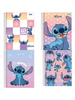 CADERNO COLEGIAL CAPA DURA 10X 160FLS - STITCH - PCT 4 - FORONI