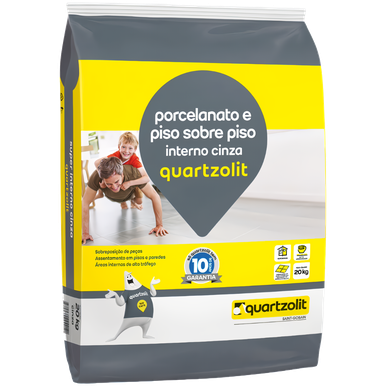 ARGAMASSA QUARTZOLIT PORCELANATO E PISO SOBRE PISO 20 KG CINZA USO INTERNO