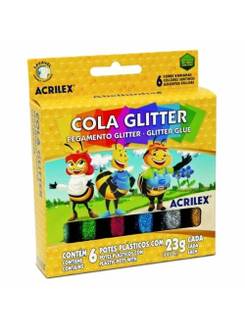 COLA COLORIDA C/GLITER 6 CORES 23G CADA - PCT 6 - ACRILEX