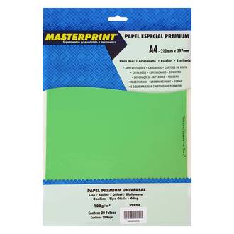 PAPEL DIPLOMATA A4 120G 20FL LISO/OFFSET - 302070073 - VERDE - UN - MASTERPRINT