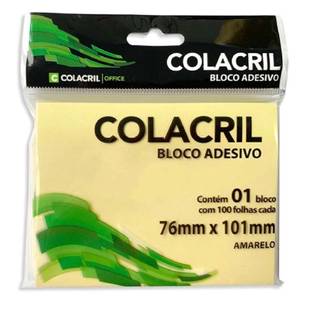 BLOCO ADESIVO 100F - 76X102MM - AMARELO - UN - COLACRIL