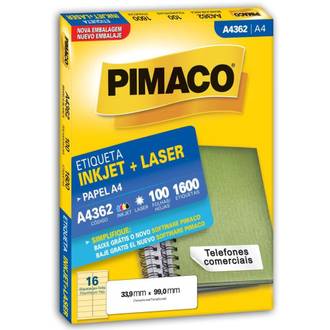 ETIQUETA INKJET/LASER A4 100FL A4362 - 33X99 - UN - PIMACO