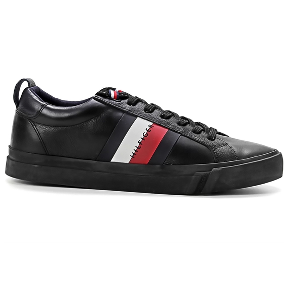 TÊNIS MASCULINO DINO 9A COURO PRETO TOMMY HILFIGER