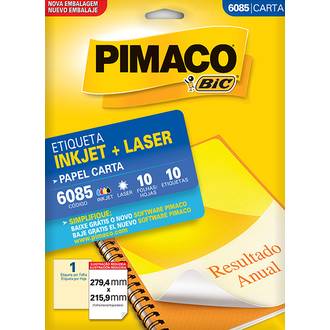 ETIQ INKJET/LASER CARTA 10FL 6085 - 279X215 - UN - PIMACO