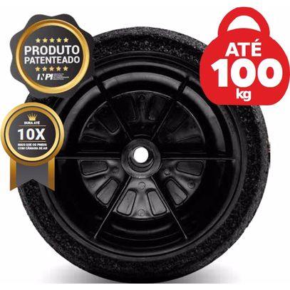 RODA PNEU MACICO BOR EXP PRETA 100Kg EIXO 1 2,5x8 FORCE