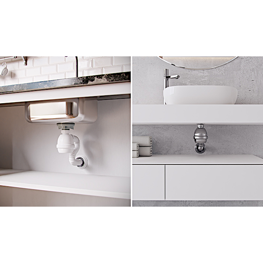 SIFÃO TUBO EXTENSÍVEL COM COPO UNIVERSAL ABS CROMADO BLUKIT