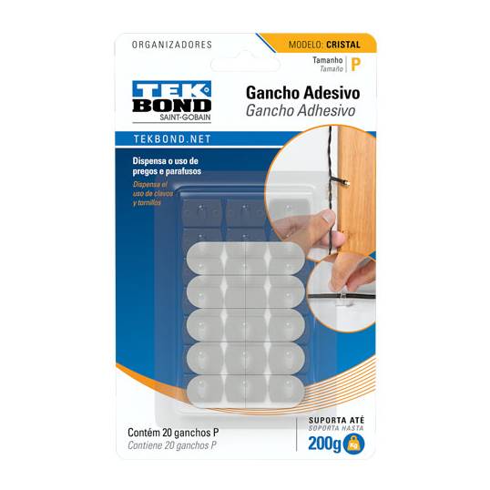 GANCHO ADESIVO PARA CABOS TEKBOND CRISTAL Tamanho: P