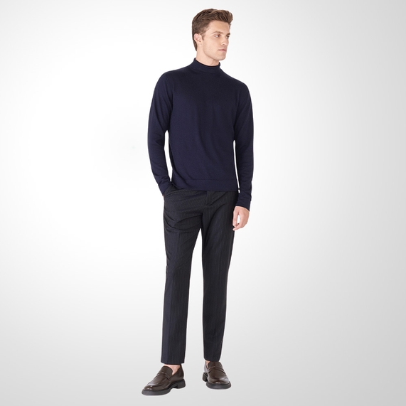 TRICOT MASCULINO PIMA GOLA ROLÊ AZUL RICARDO ALMEIDA