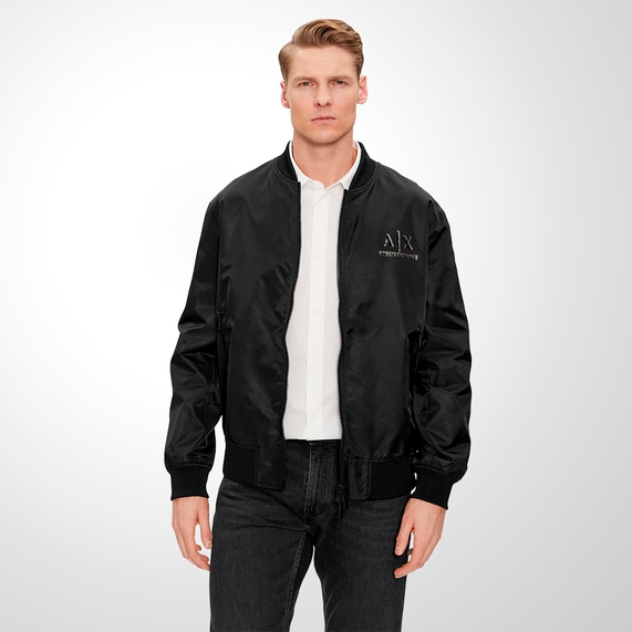 JAQUETA ARMANI EXCHANGE MASCULINA BOMBER REGULAR FIT PRETA