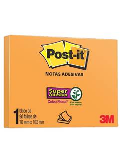 POST IT NOTAS ADESIVA 657 90F - 76X102 - LARANJA - UN - 3M
