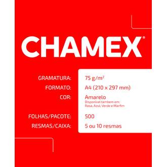 PAPEL CHAMEX COLOR 75G 500FLS - AMARELO - UN - CHAMEX
