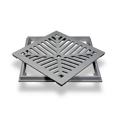 CONJUNTO DE GRELHA E PORTA GRELHA DE ALUMÍNIO COSTA NAVARRO LINHA LEVE 25 CM x 25 CM POLIDA