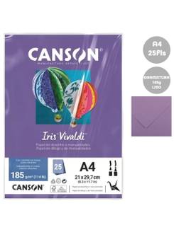 PAPEL IRIS VIVALDE 185G 25FL A4 - VIOLETA - UN - CANSON