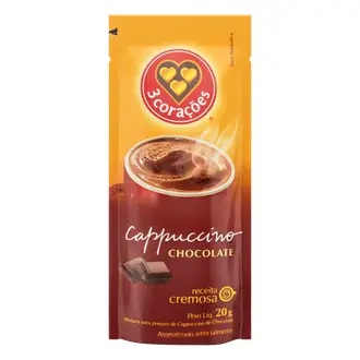 CAPPUCCINO SOLUVEL CHOCOLATE - 20G - SACHE - UN - 3 CORACOES