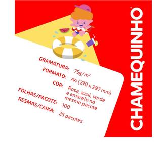 PAPEL CHAMEQUINHO  75G 100FLS - 4 CORES - A4 - UN - CHAMEX